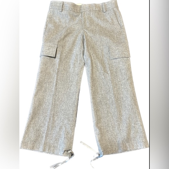 Banana Republic Martin Heather Gray Wool Wide Leg Cargo Capris 8 - Picture 1 of 8